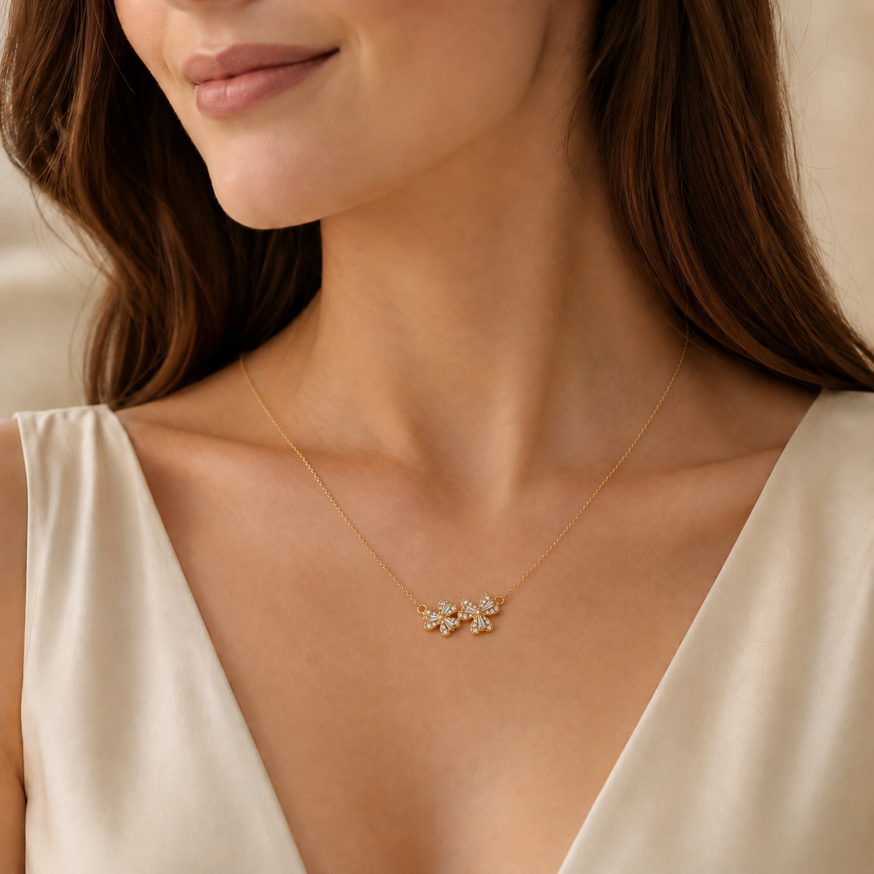 Celeste Crystal Bow Necklace
