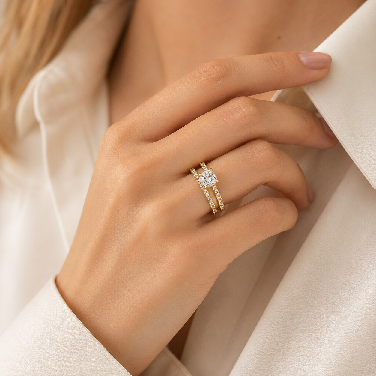 Celeste Halo Solitaire Ring