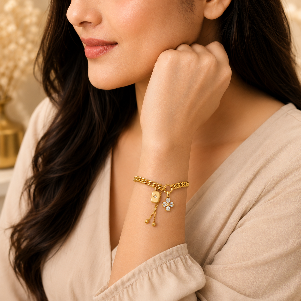 Golden Bloom Charm Bracelet