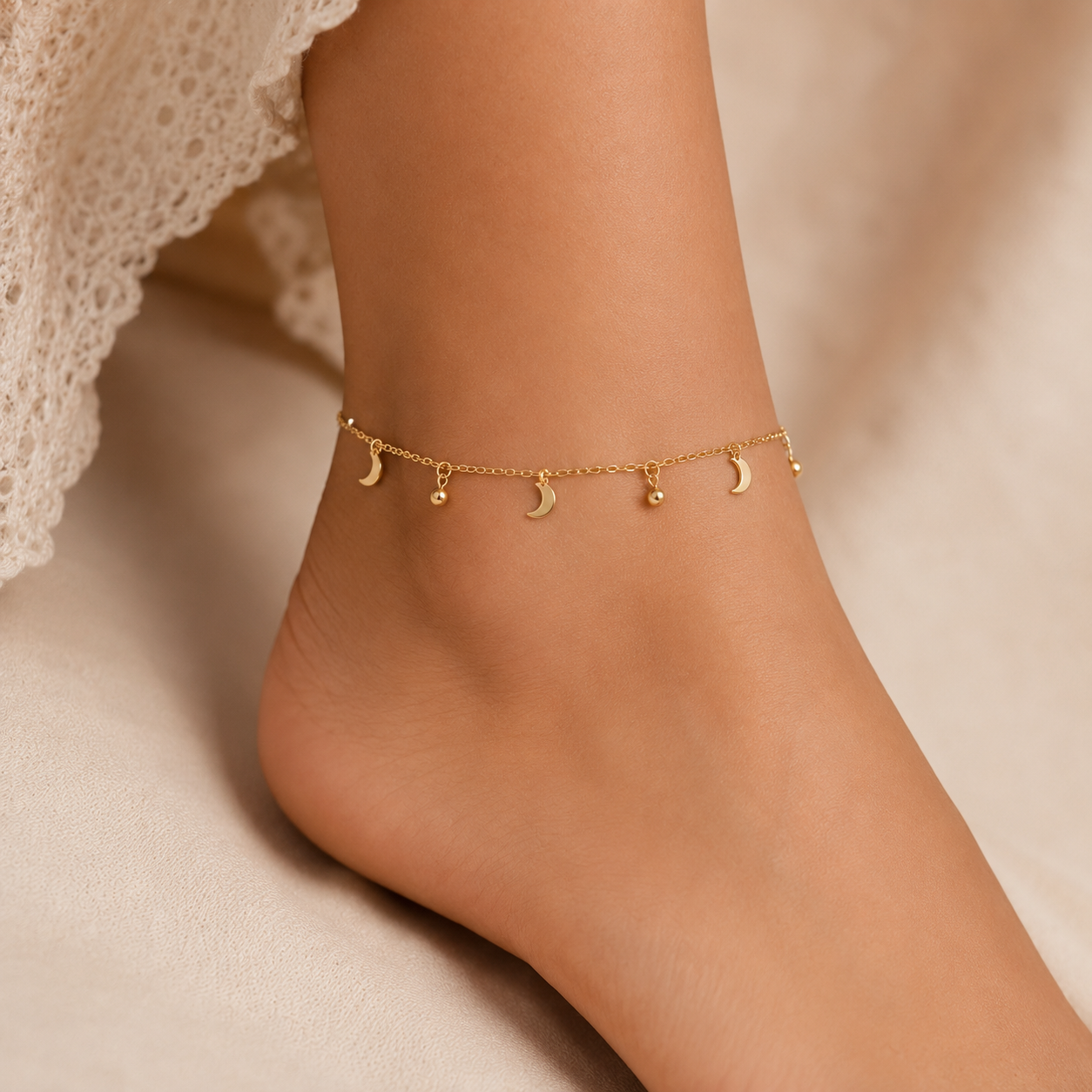 Selene Moon Charm Anklet