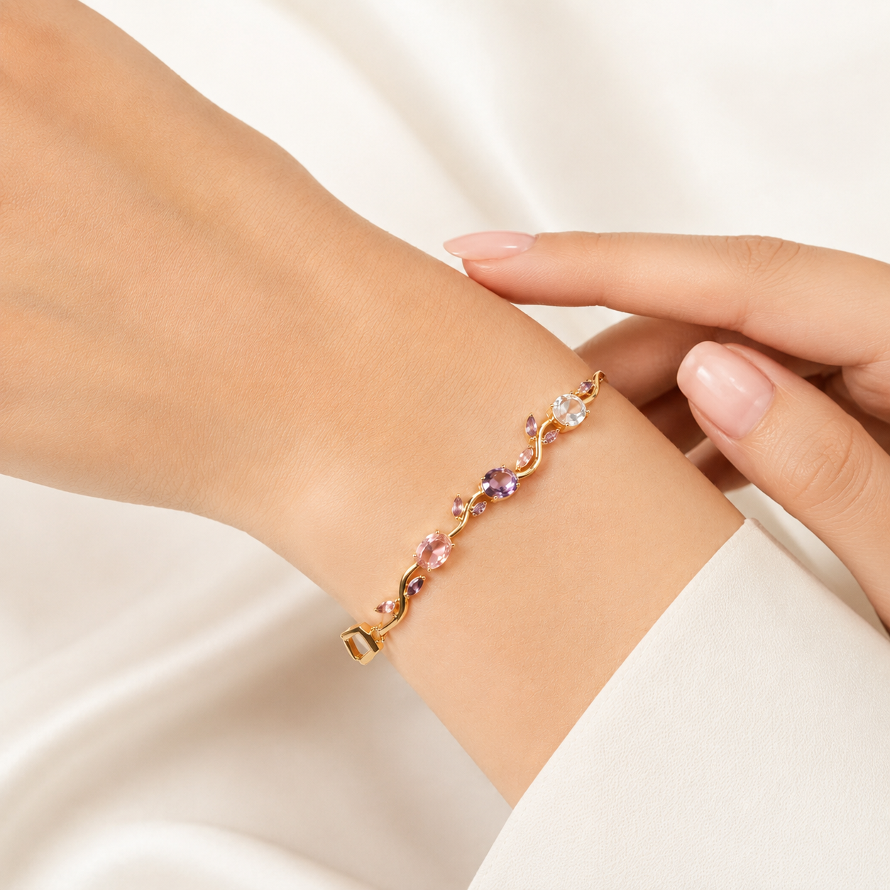 Lavender Blossom Crystal Bracelet