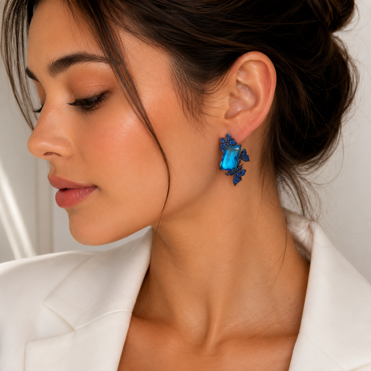 Azure Butterfly Statement Earrings