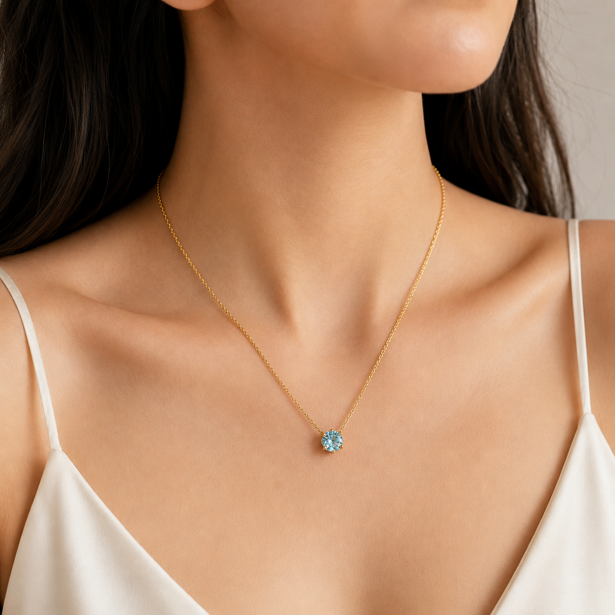 Aurora Crystal Solitaire Necklace