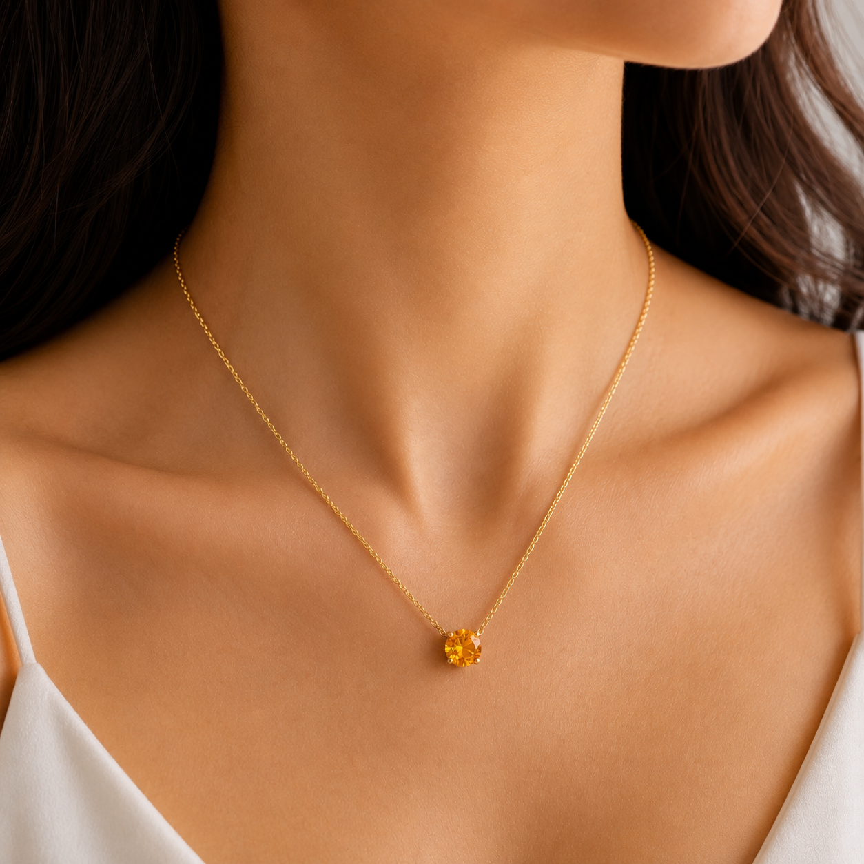 Aurora Crystal Solitaire Necklace