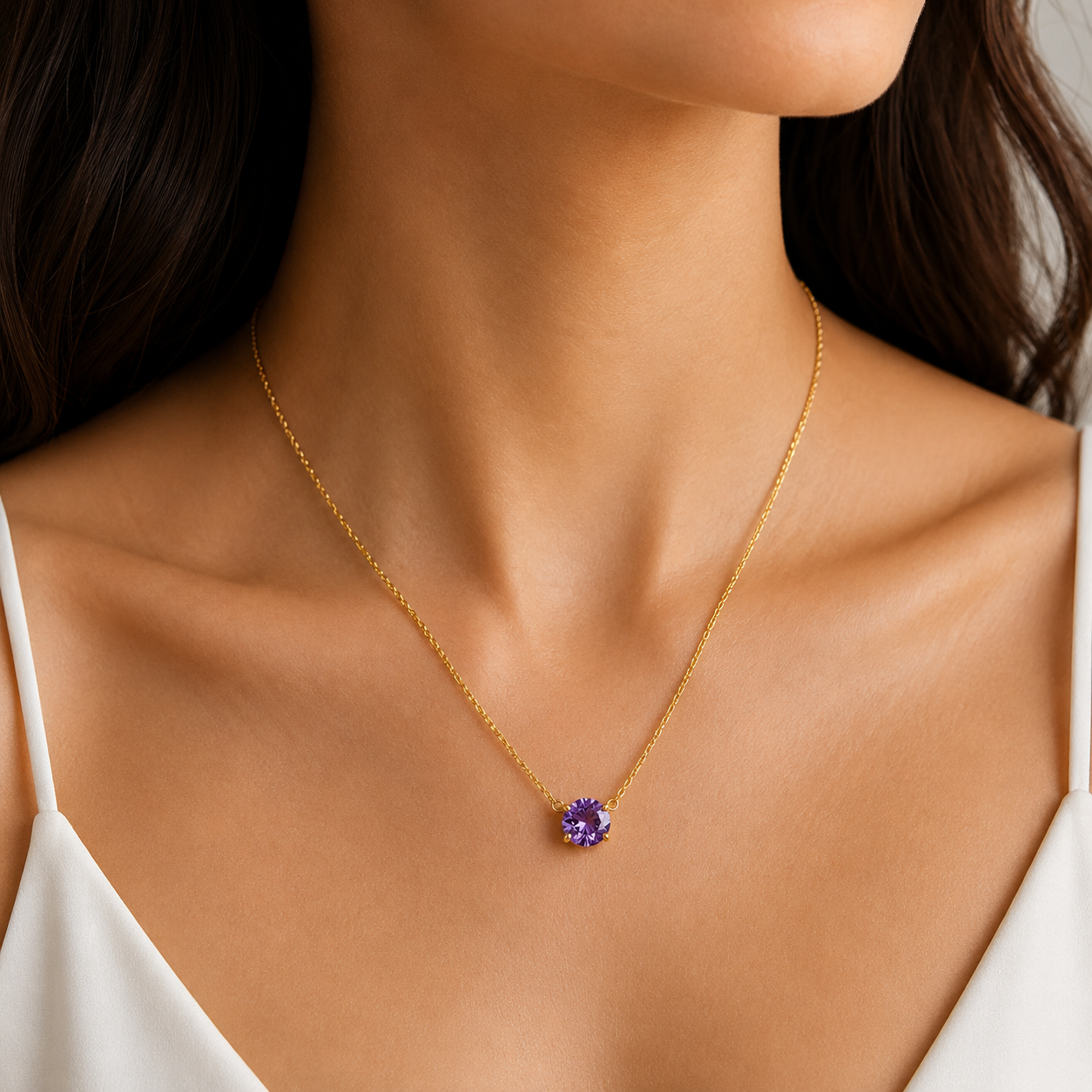 Aurora Crystal Solitaire Necklace