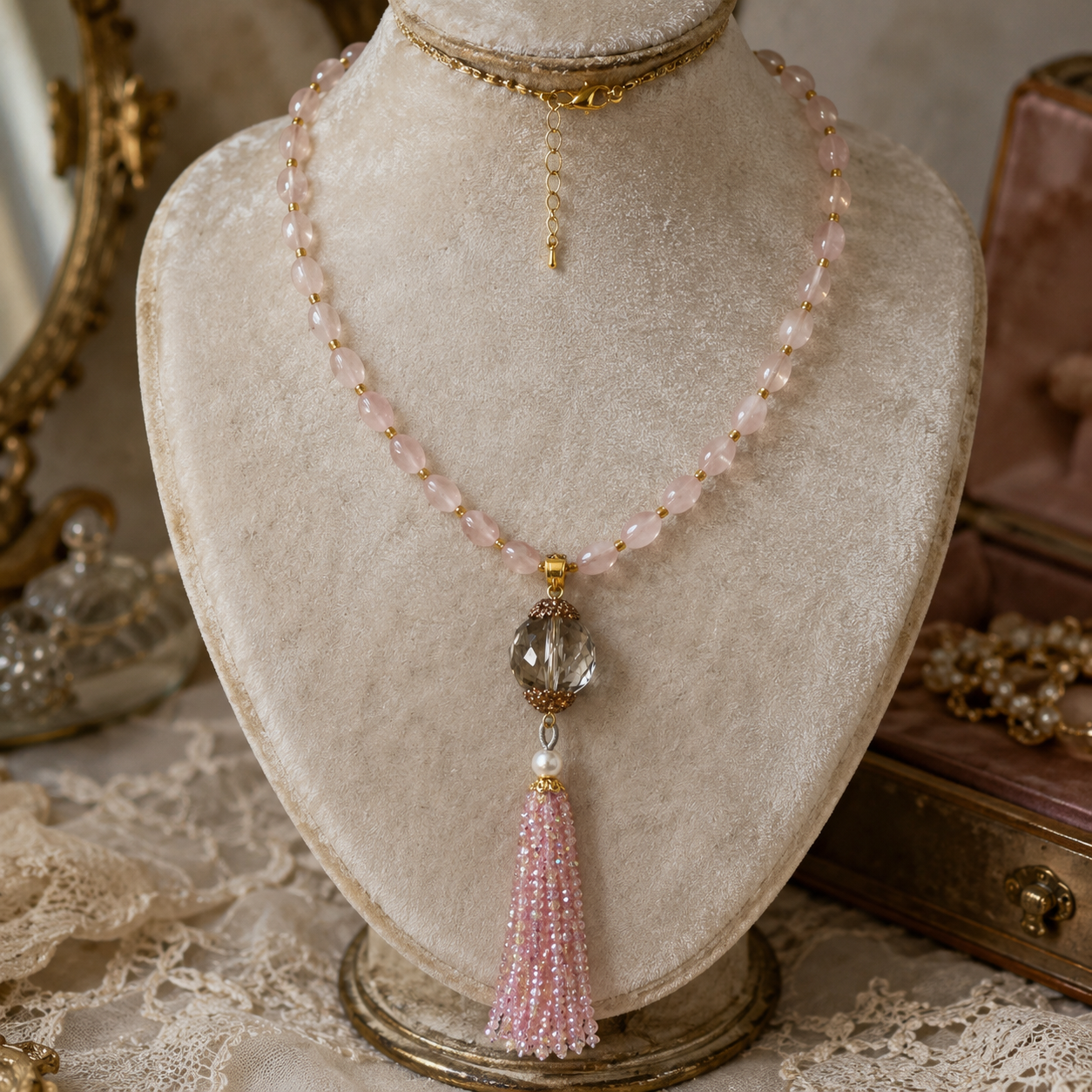 Rosé Tassel Pendant Necklace