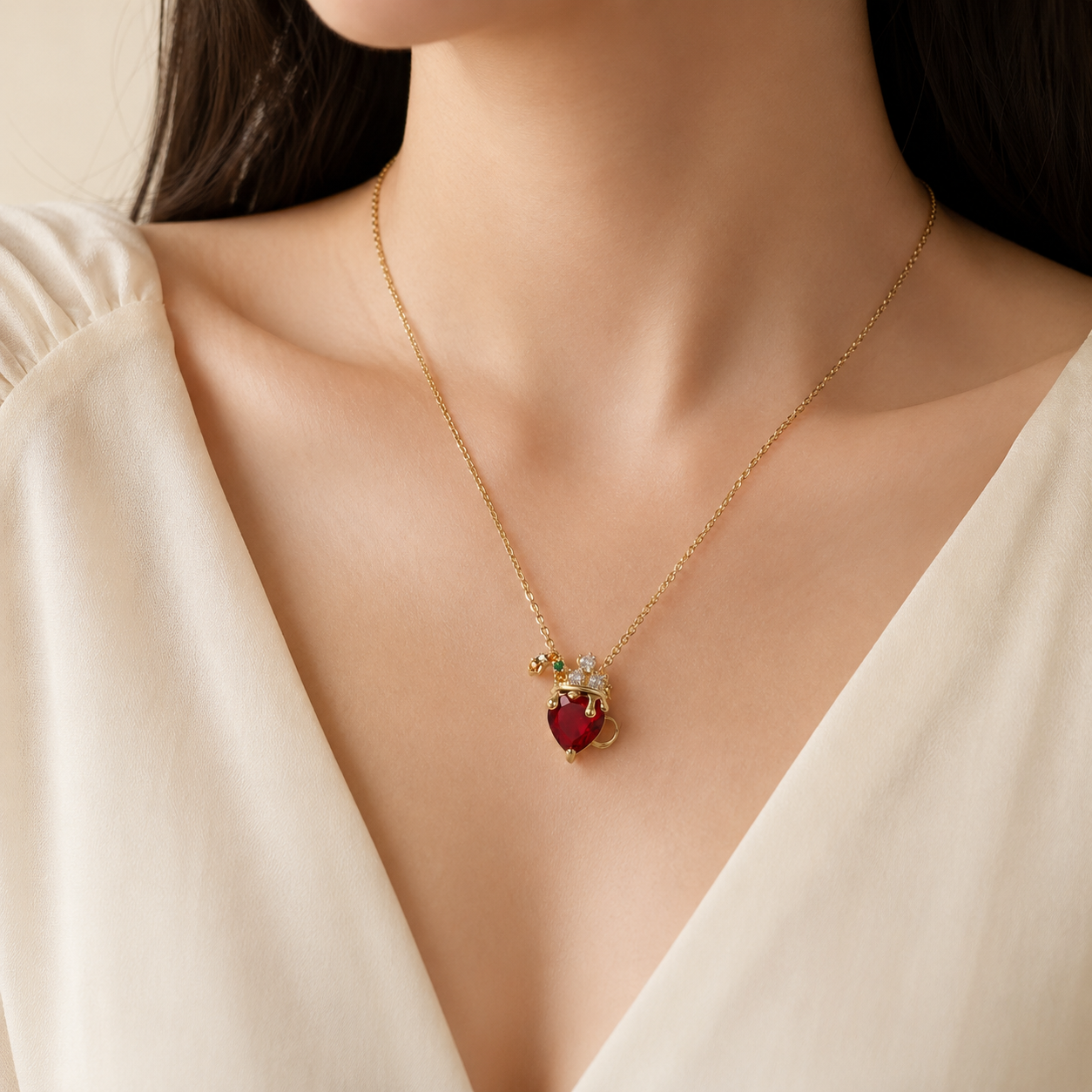 Scarlet Heart Pendant Necklace