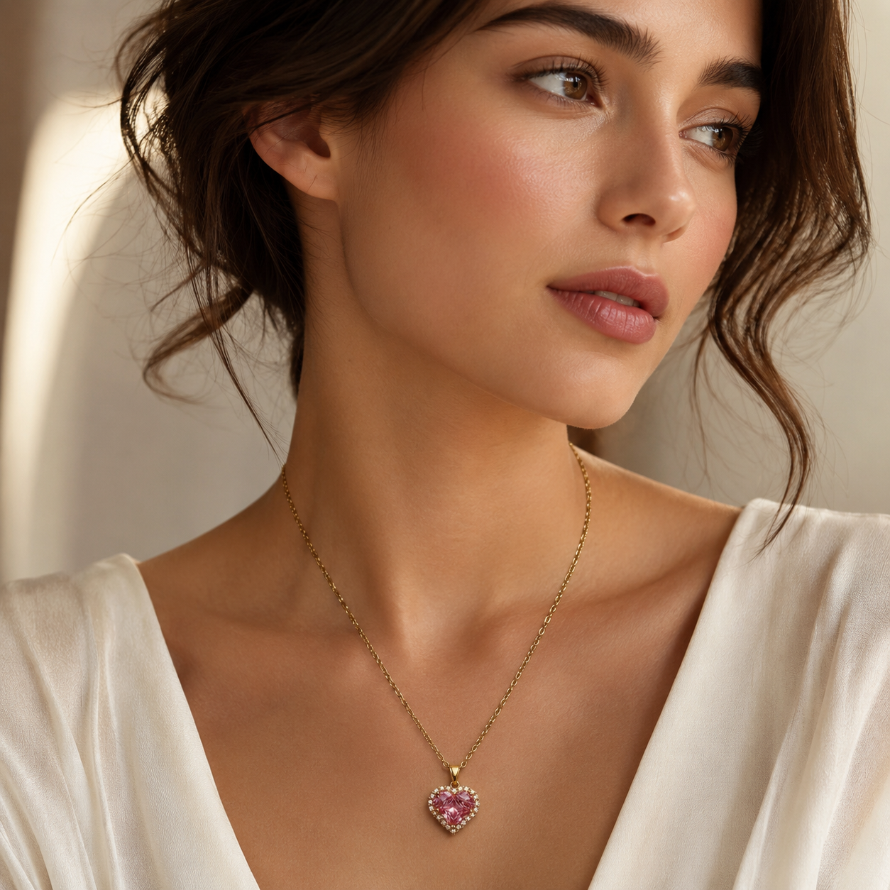 Blush Heart Pendant Necklace