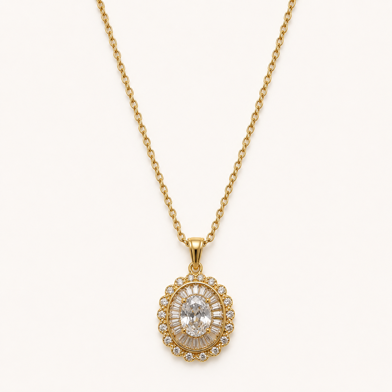 Celestia Vintage Halo Pendant Necklace