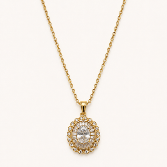 Celestia Vintage Halo Pendant Necklace