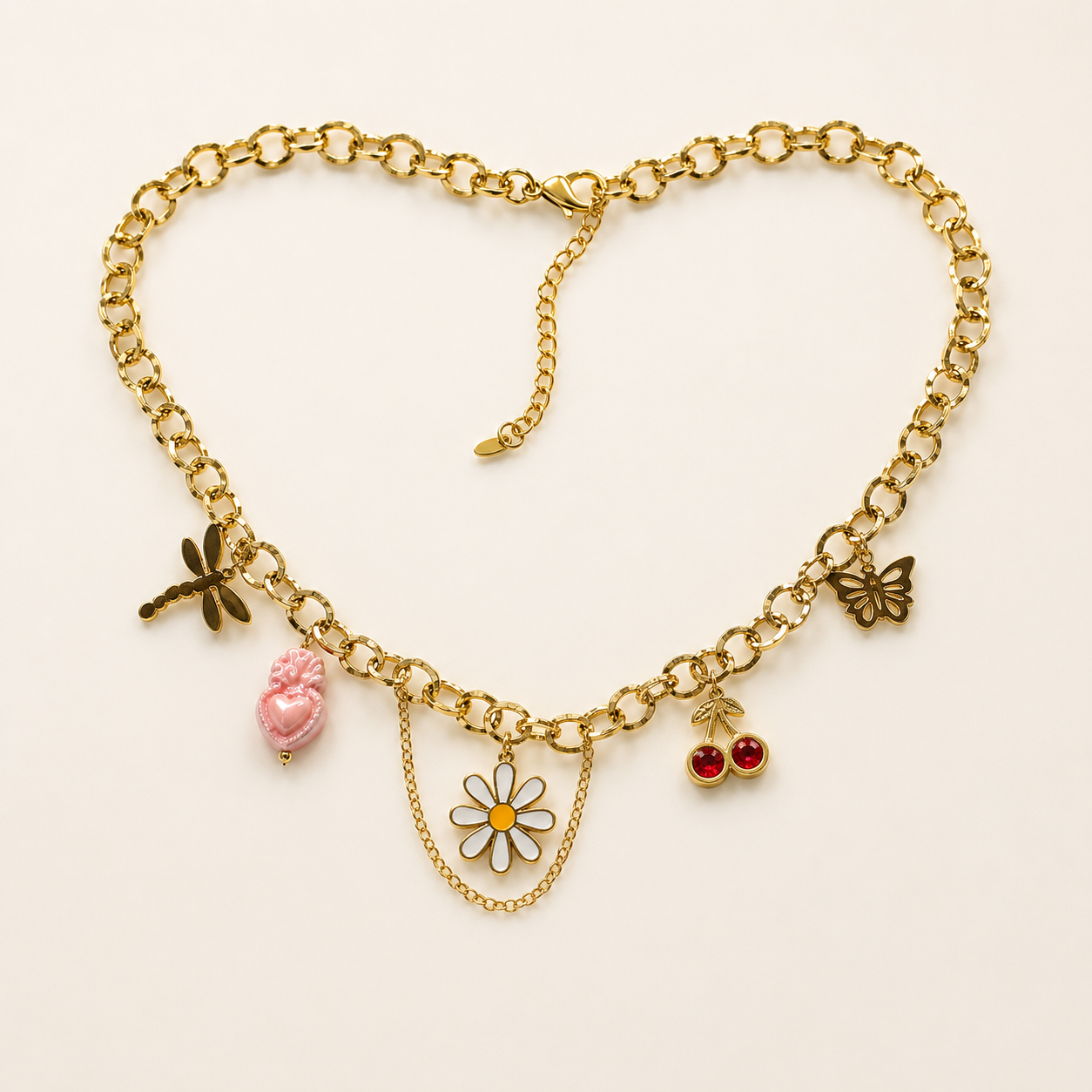 Celestial Charm Necklace – Gold Tone Multi-Charm Necklace