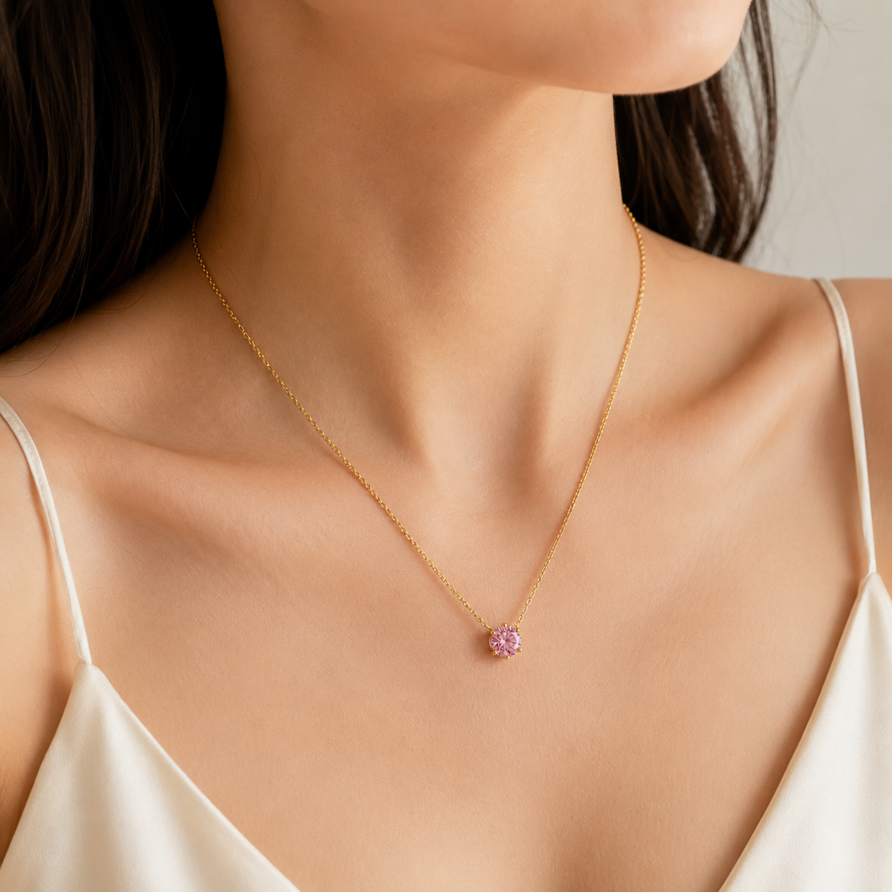 Aurora Crystal Solitaire Necklace