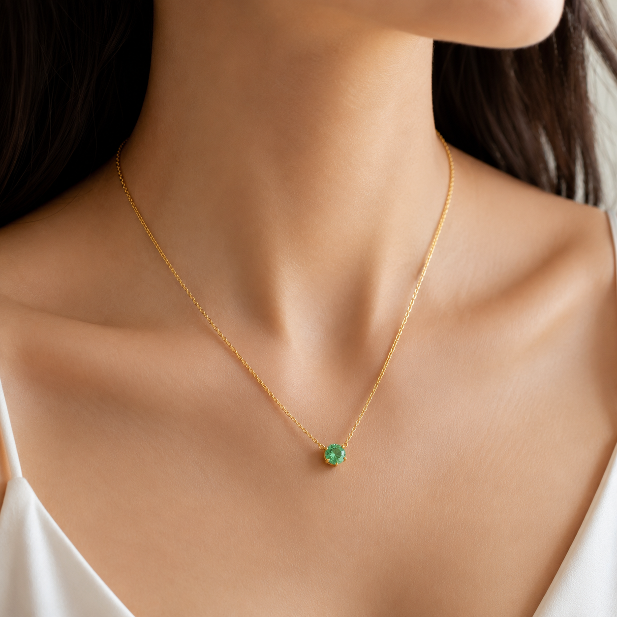 Aurora Crystal Solitaire Necklace