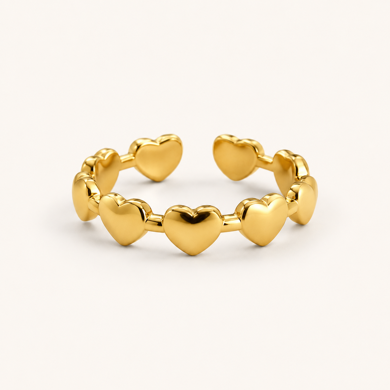 Golden Hearts Adjustable Ring