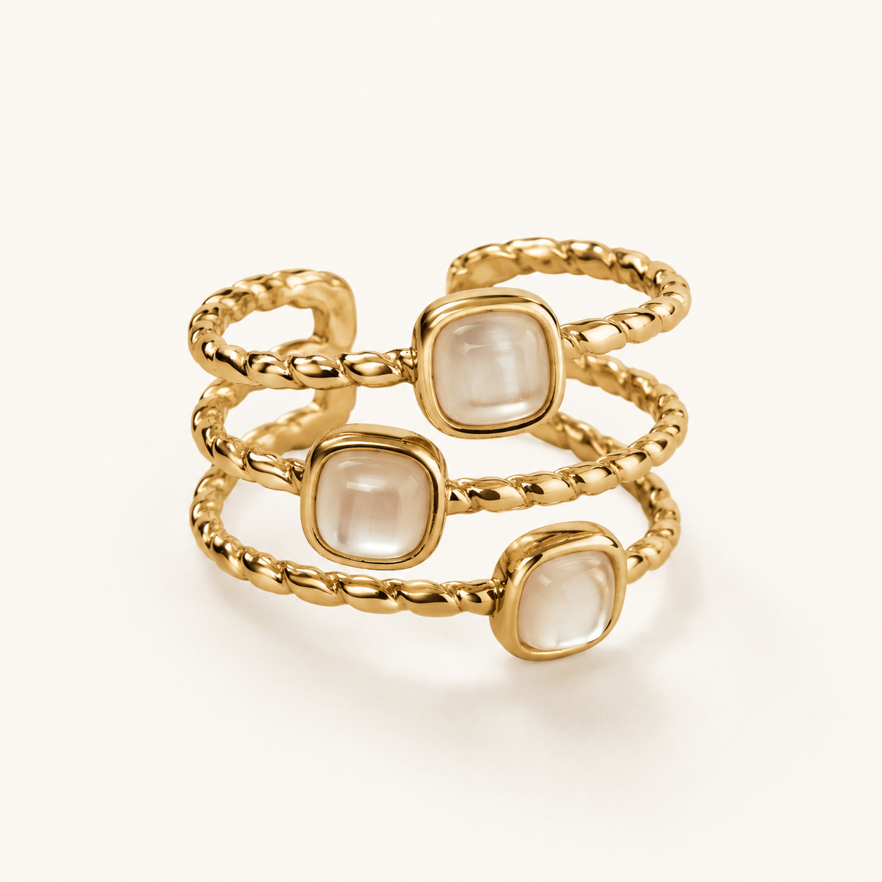 Aurora Pearl Trio Adjustable Ring
