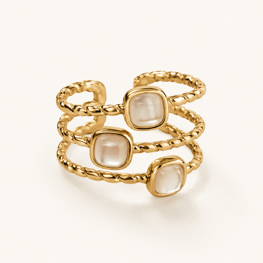 Aurora Pearl Trio Adjustable Ring